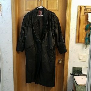 Full length leather coat